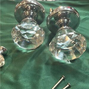 Crystal Glass Door Knobs with chrome silver Base